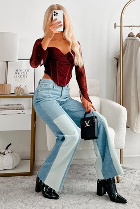 Sporty Fit Fueled By Art High Rise Colorblock Jeans (Denim Multi)
