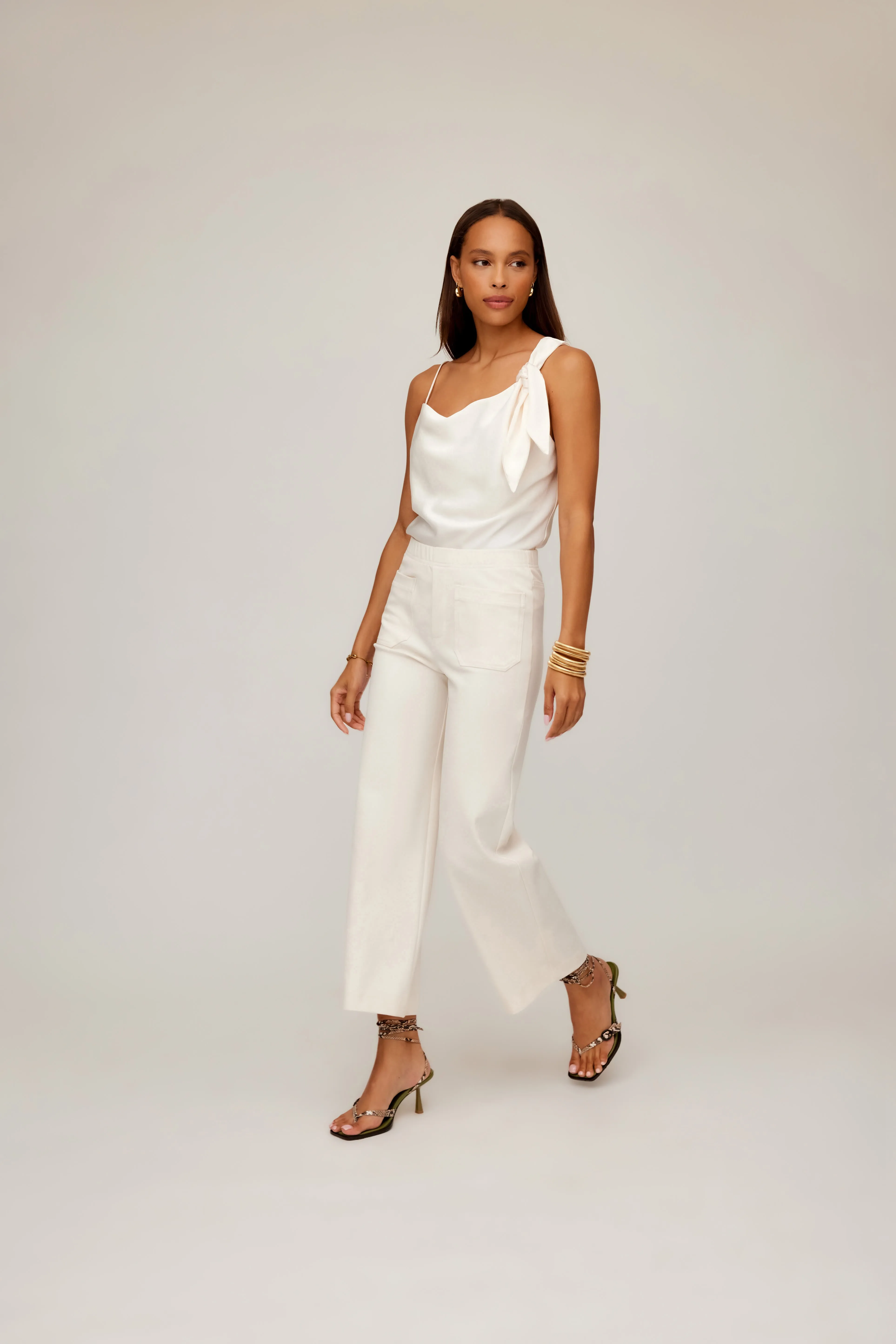 Celia Cropped Pants Ecru Active Performance Breathable mesh lining