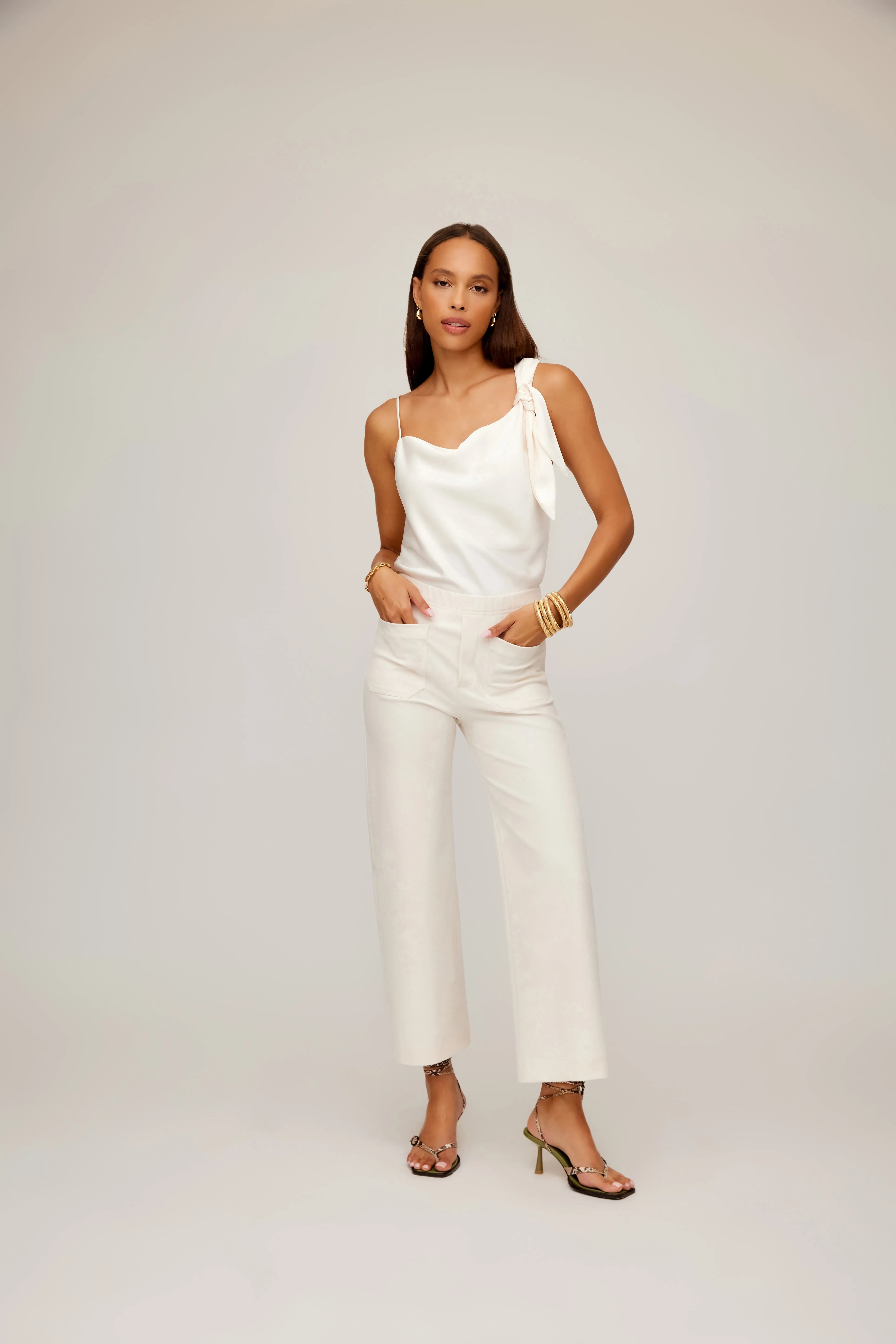 Versatile Fit Day Wear Celia Cropped Pants Ecru