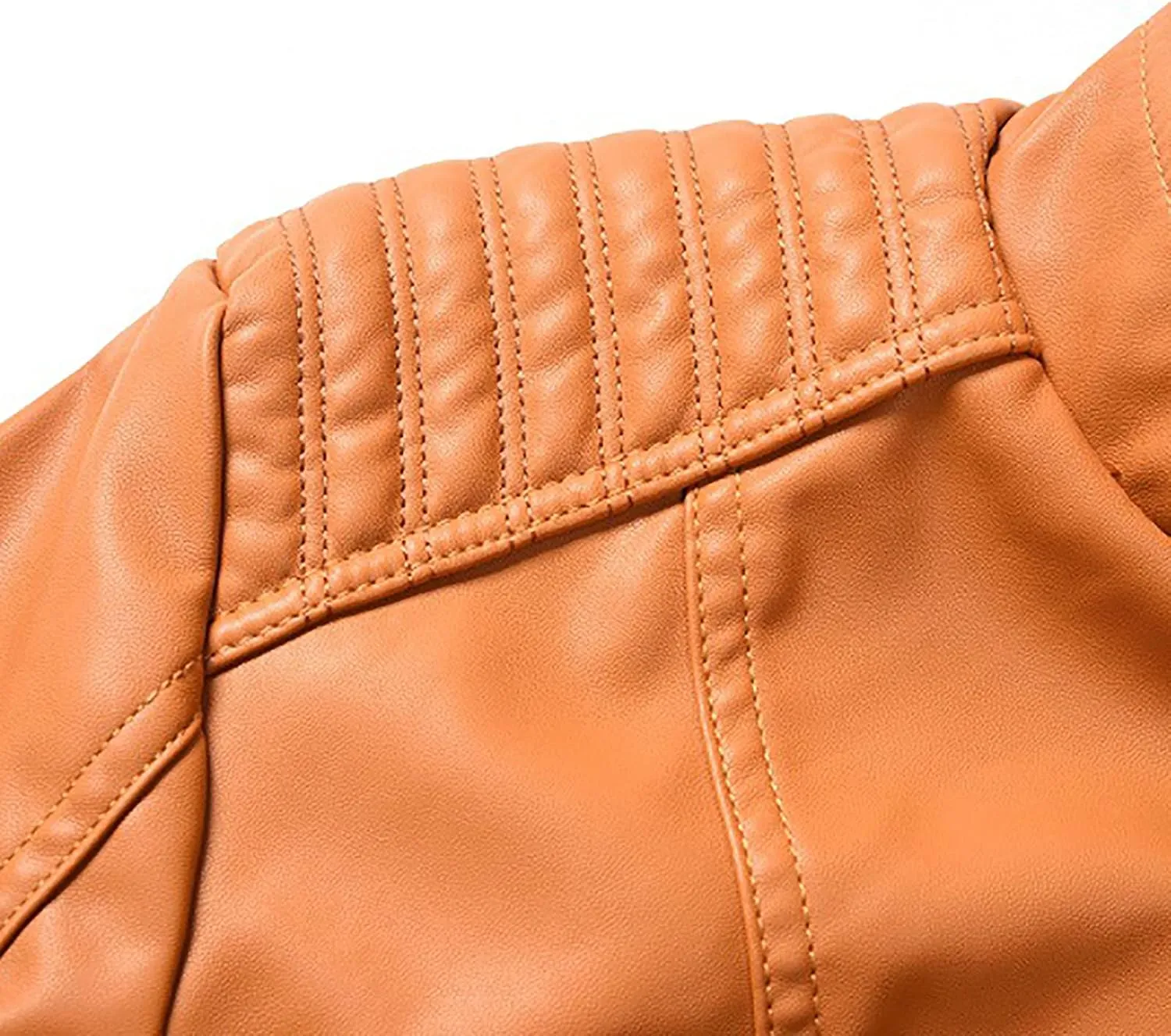 Full Zip Moto Biker Jacket Women Faux Leather Motorcycle Coats Trendy Spring Fall Outerwear with Zipper Pockets