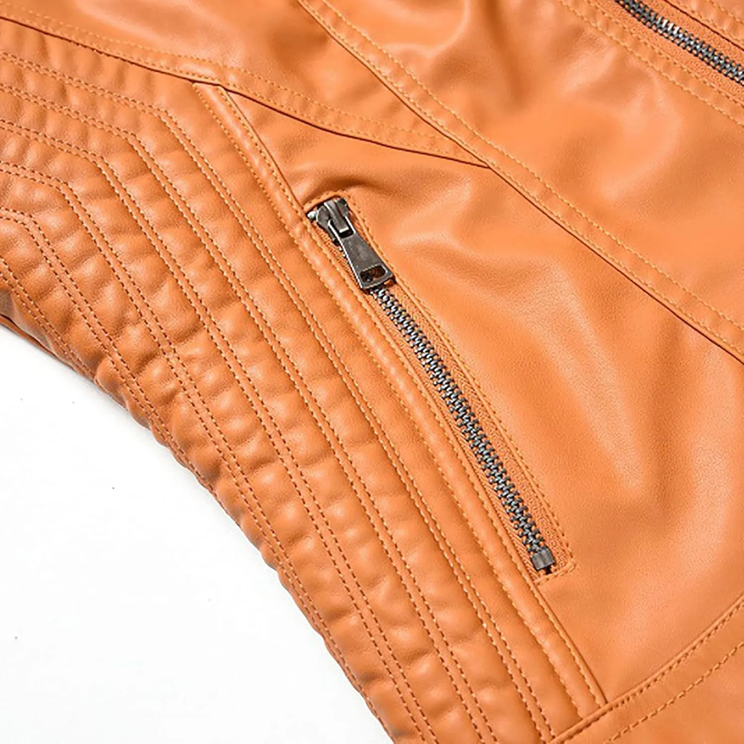 Full Zip Moto Biker Jacket Women Faux Leather Motorcycle Coats Trendy Spring Fall Outerwear with Zipper Pockets