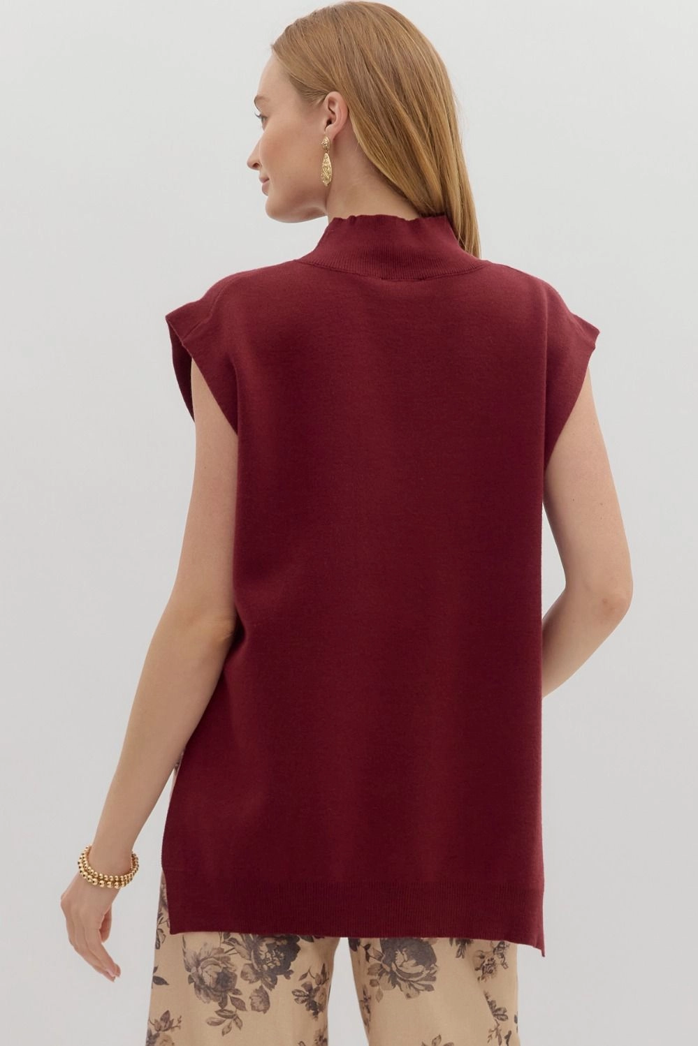 Full Of Life Burgundy Top Long Sleeve Shirt Versatile Layering Piece