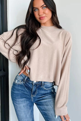 Tabitha Long Sleeve Zenana Top (Light Mocha) Comfortable Cut