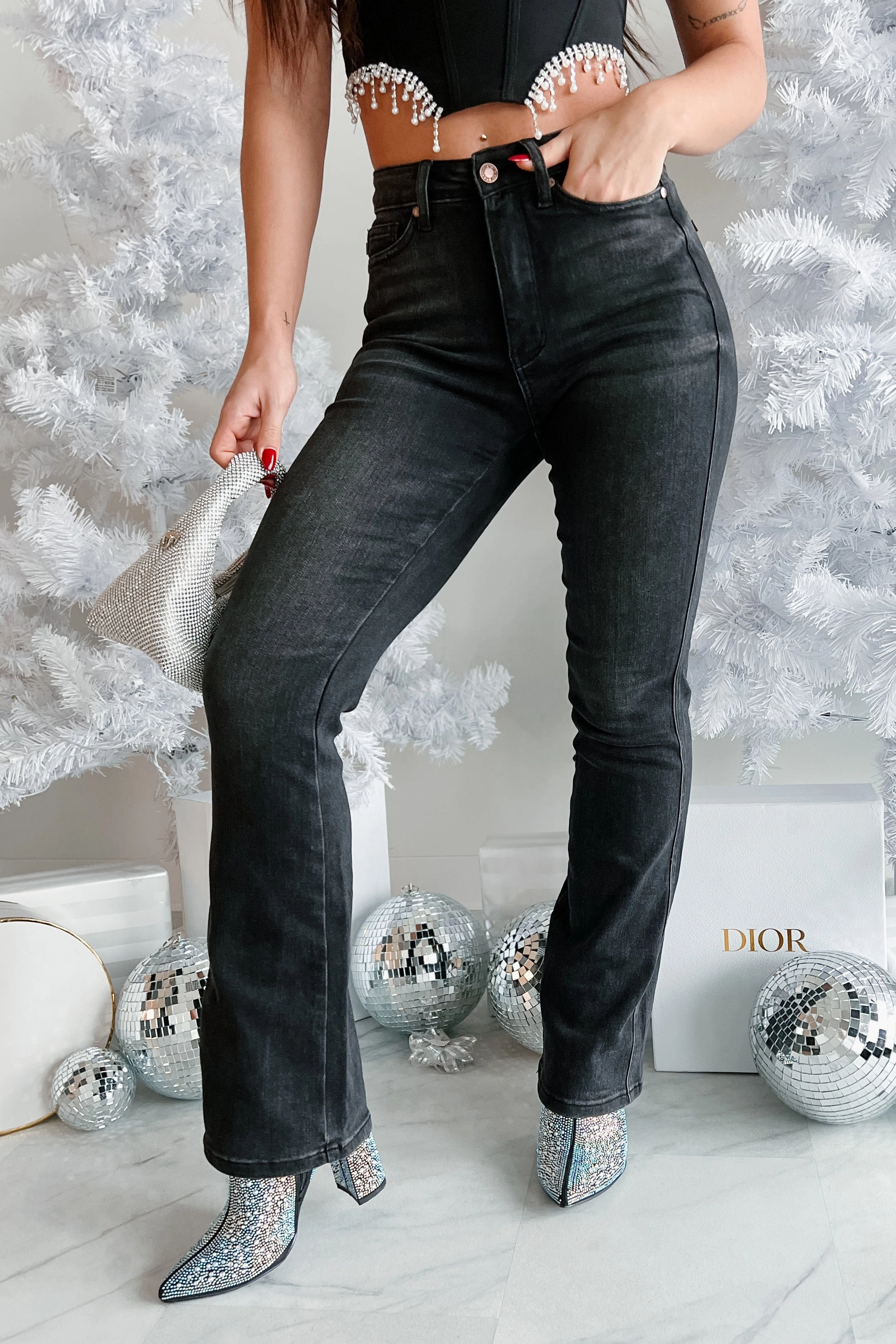 Gable High Rise Tummy Control Judy Blue Bootcut Jeans (Black) OdorResistantFinish Non Restrictive Cut