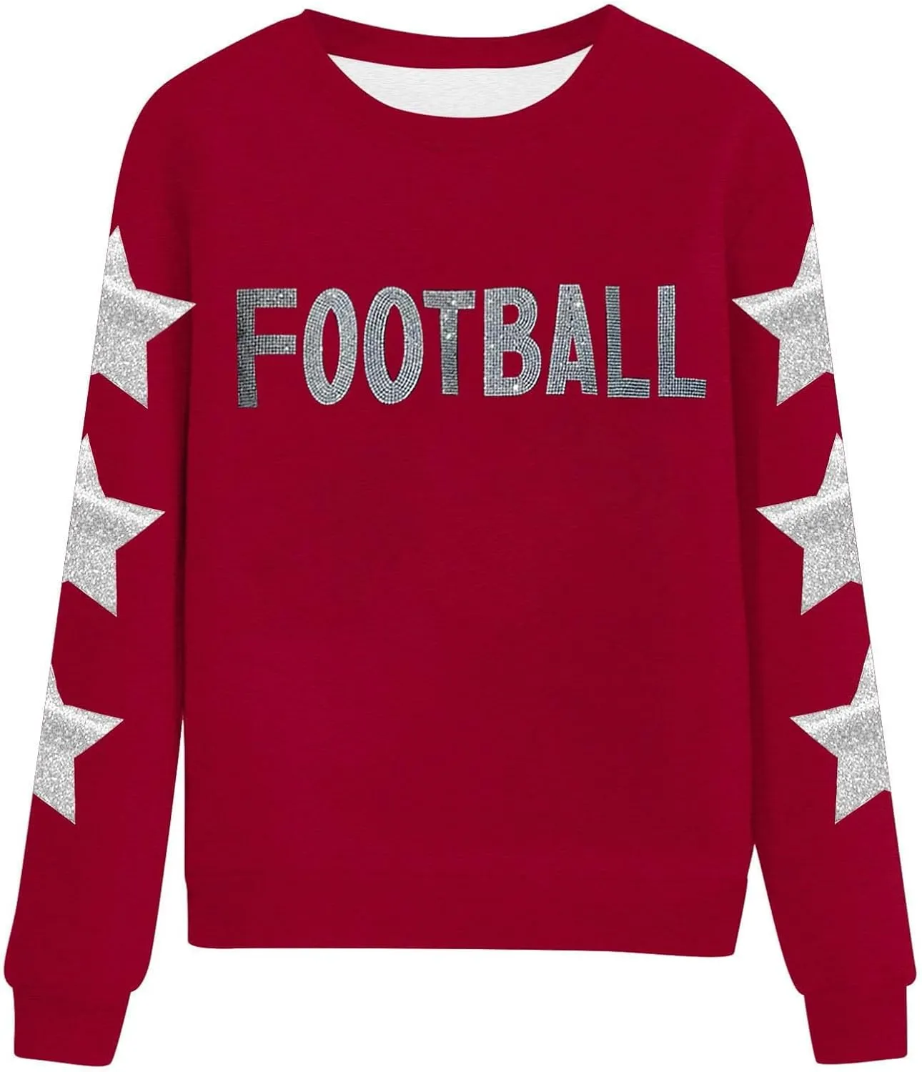 Game Day Sweatshirt for Women Ladies' Round Neck Long Sleeved Printed Solid Football Game Day Shirt