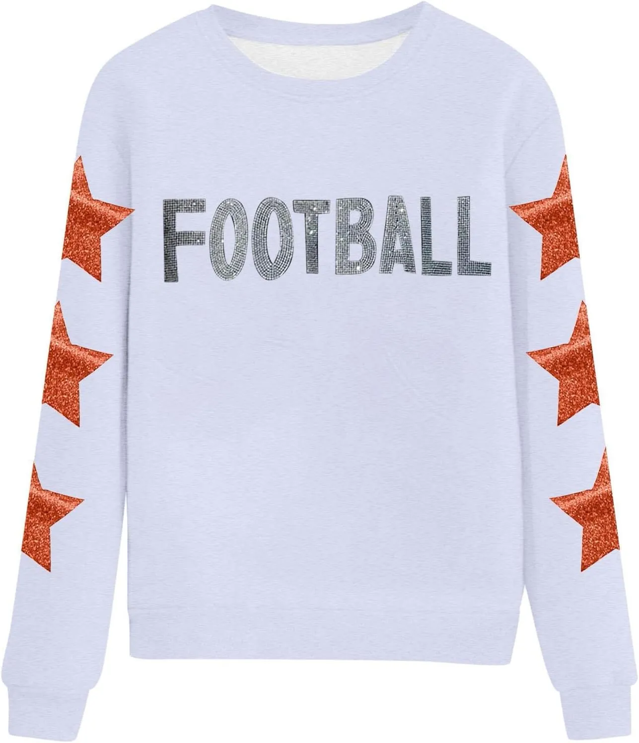 Game Day Sweatshirt for Women Ladies' Round Neck Long Sleeved Printed Solid Football Game Day Shirt