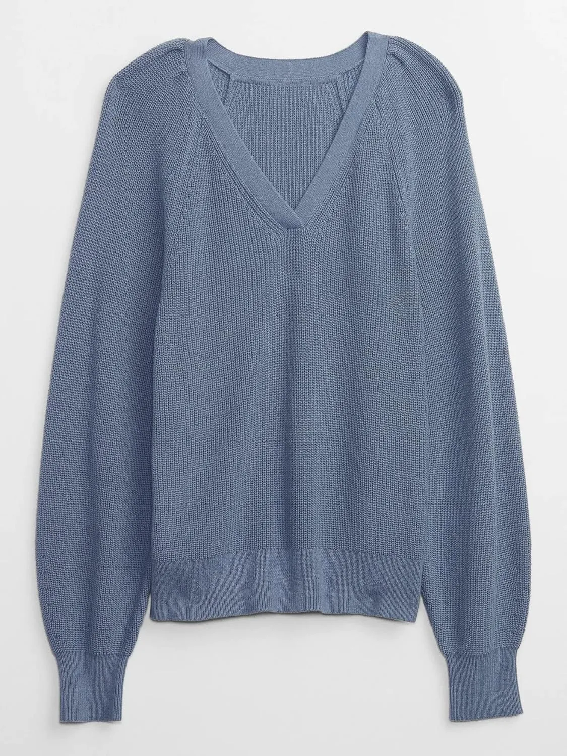 GAP Women's Ribbed Volume Sleeve Vneck Sweater
