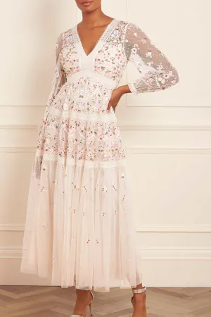Garland Ribbon Ankle Gown Texture Blend