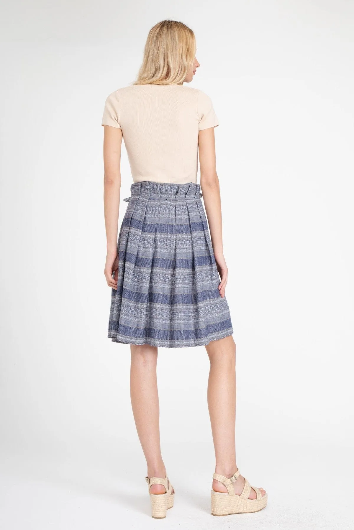 Maddie Skirt ?C Denim Linen Stripe All Day Fit