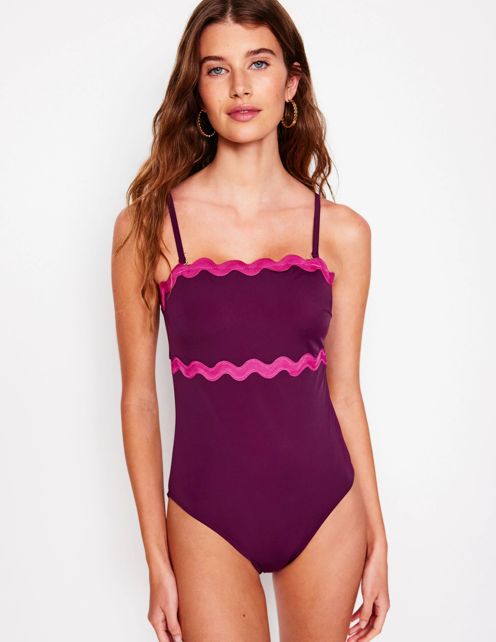 Giant Rik Rak Swimsuit-Chocberry, Jewel Seamless-Edges Saltwater Proof Elastic