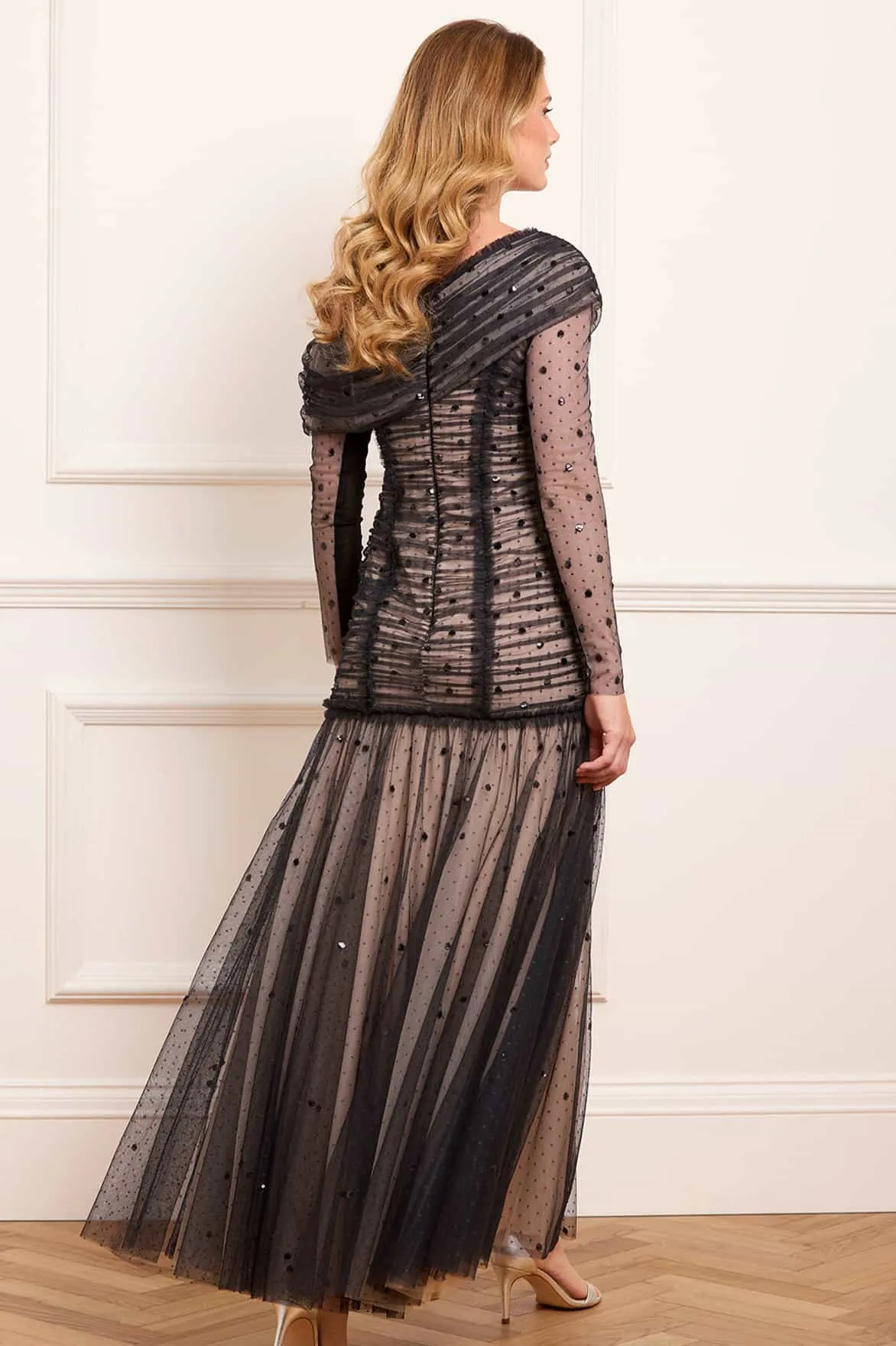 Gigi Dot One-Shoulder Rouched Gown Empire-Waist