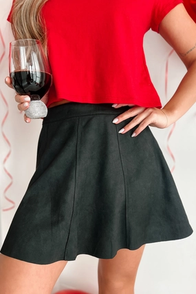 Easy Fit Design Girl Code Faux Suede Mini Skirt (Black)