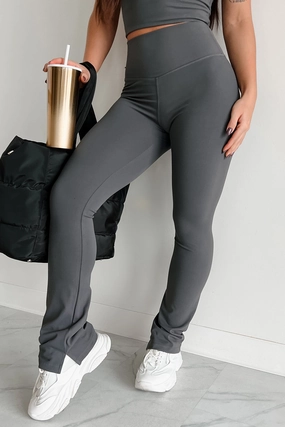 Thermal Insulation Layer Good Habits Slim Flare Leggings (Charcoal)