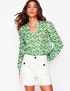 Grace Linen Top-Paradise Green, Ivy Trellis Relaxed Tee Quick-Dry