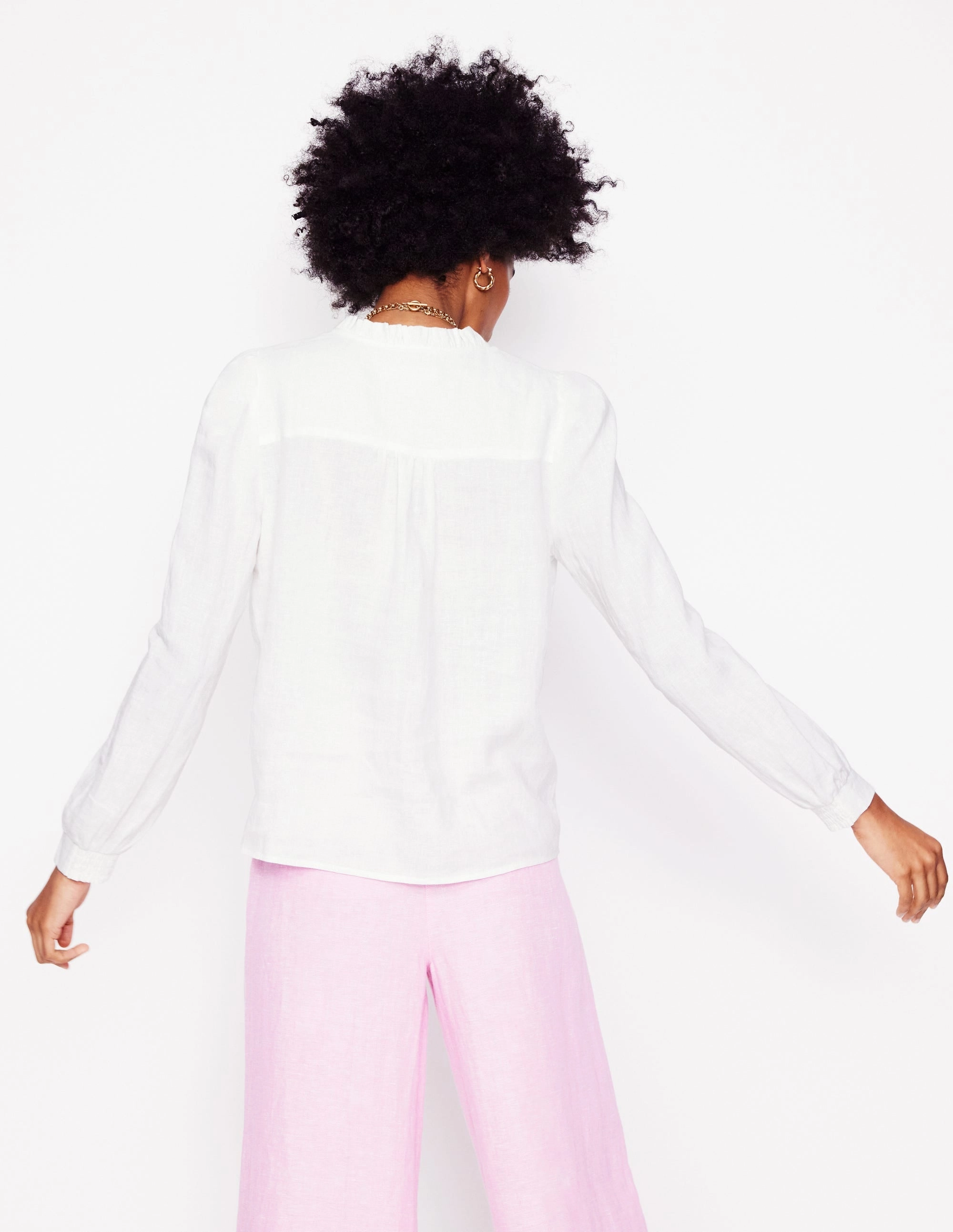 Grace Linen Top-White Brushed Microfiber Surface