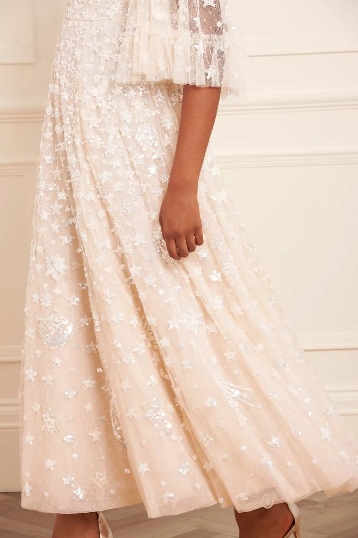 flowy style Constellation Gloss Ankle Gown