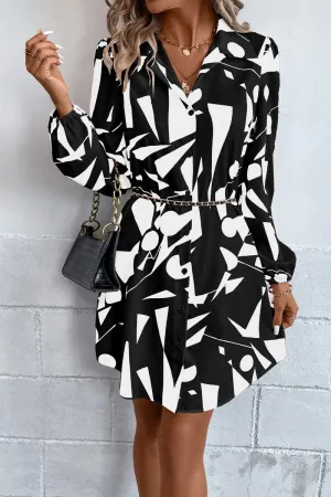 Timeless Trend WOMEN LOOSE FIT PATTERNED COLLAR SHIRTS DRESS