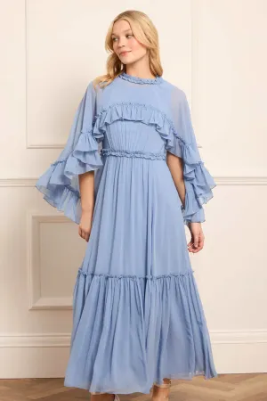Vacation Vibes Jewel Accent Harper Chiffon Cape Ankle Gown
