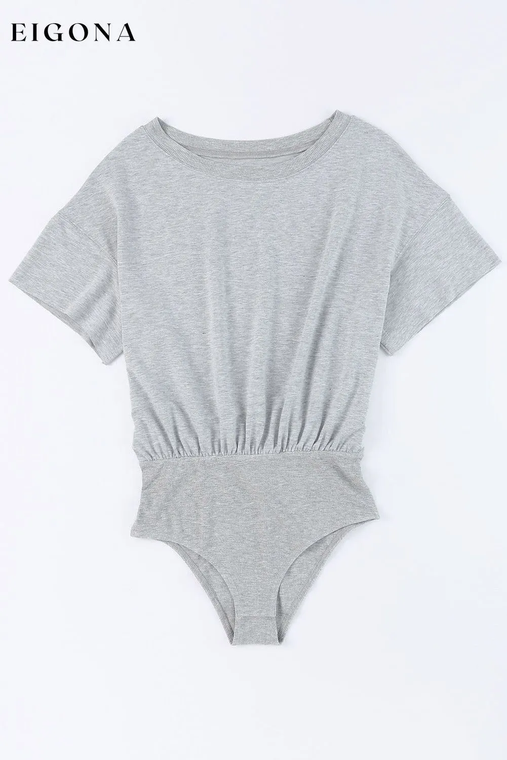 Gray Drop Shoulder Sleeve Oversize Bodysuit