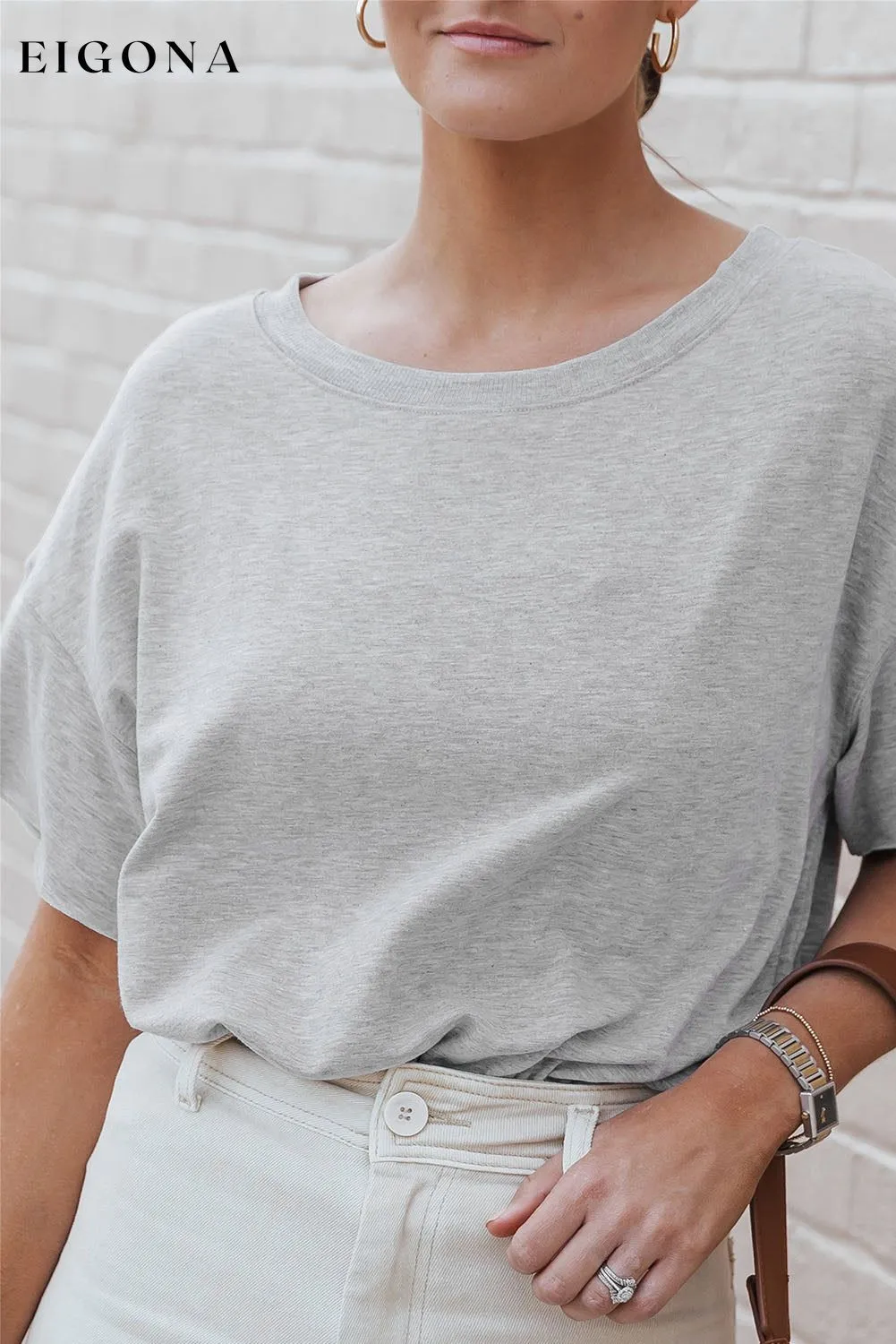 Gray Drop Shoulder Sleeve Oversize Bodysuit