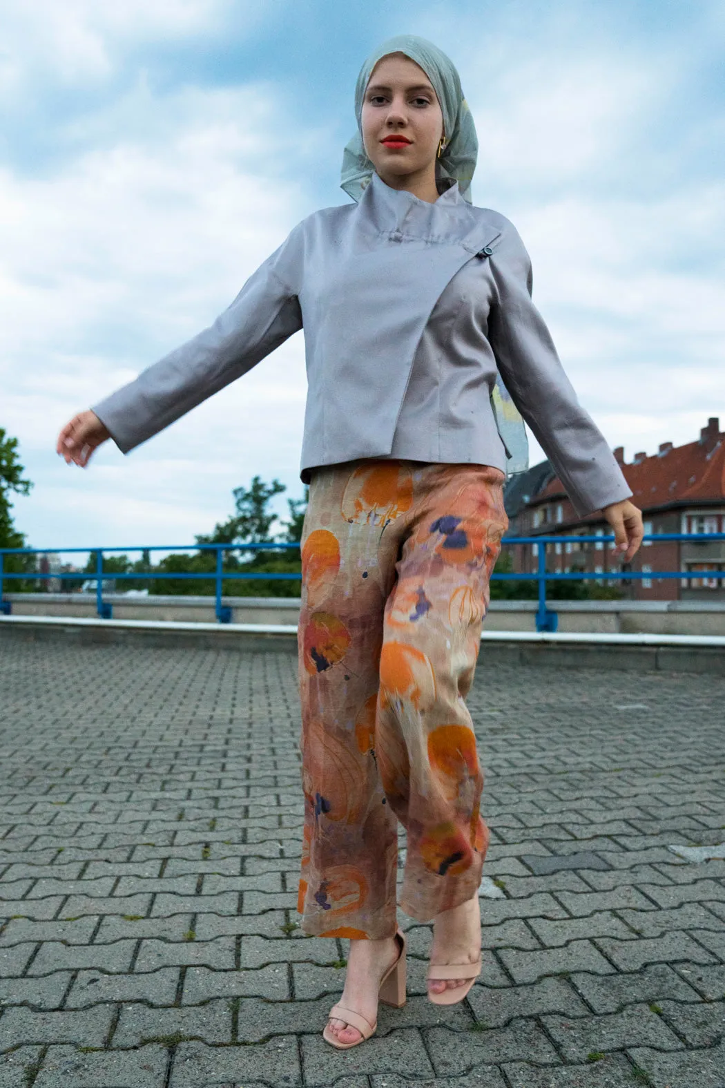 Grey Jacket with Asymmetric Collar