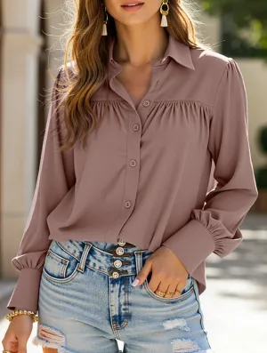 BUTTON DOWN DAILY BASIC BLOUSE LaserCutVents Slim Fit Design