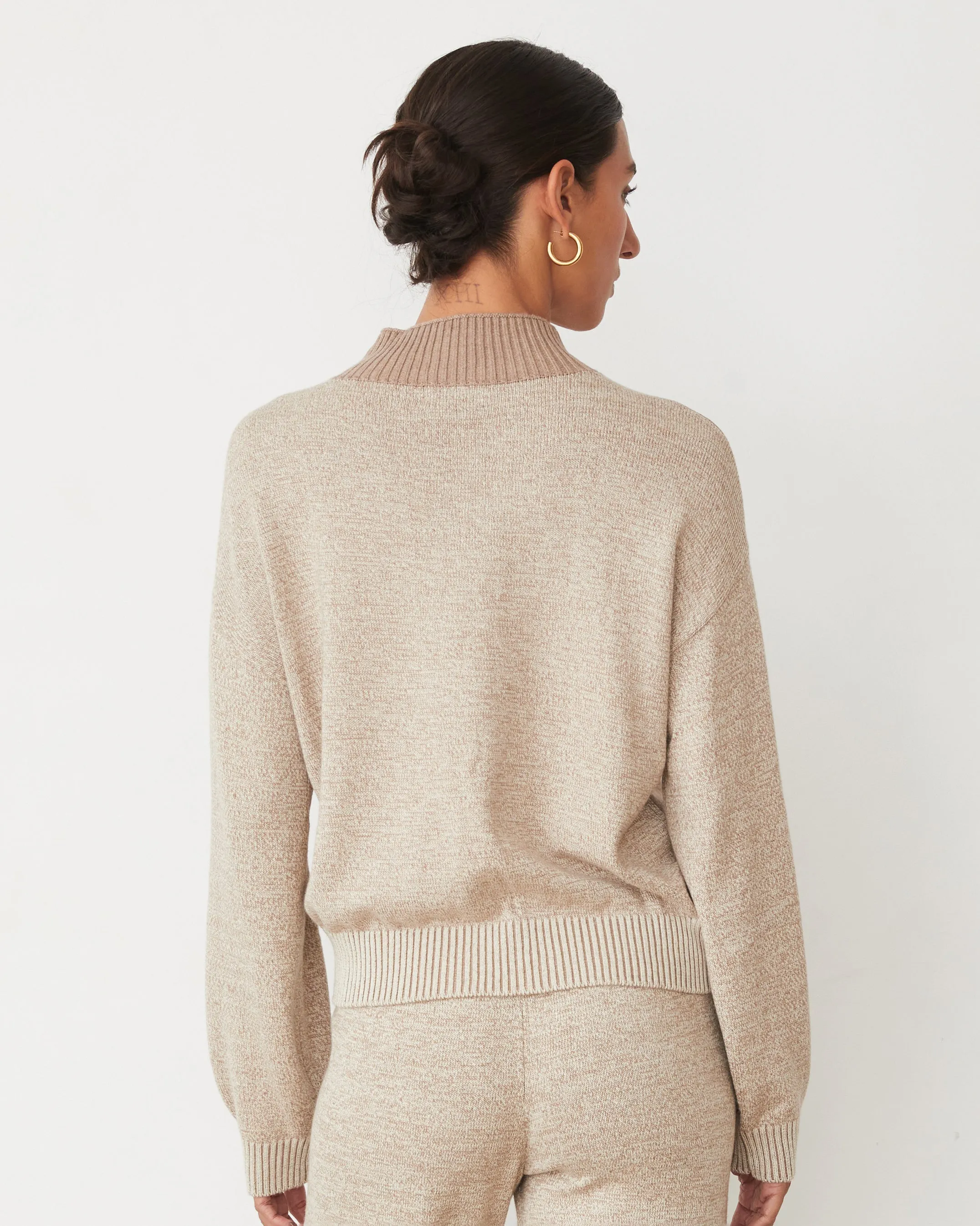 AntiPillingTreatment Chic Cardigan Organic Cotton Cashmere Funnel Neck Sweater