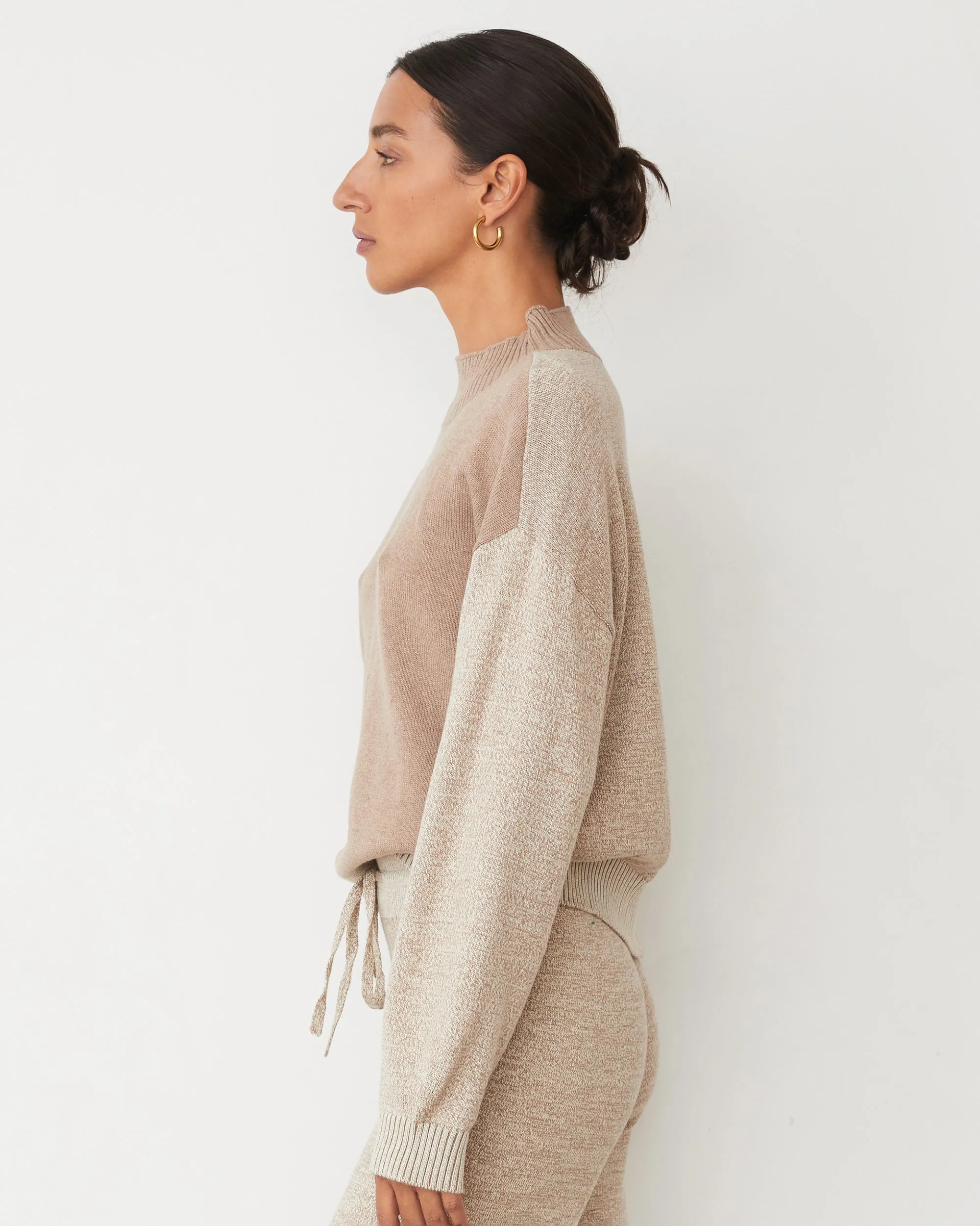 Bonded Seam Innovation Organic Cotton Cashmere Funnel Neck Sweater