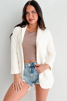 Thick Insulation Weather Friendly Grinding Away Oversized Blazer (Cream)