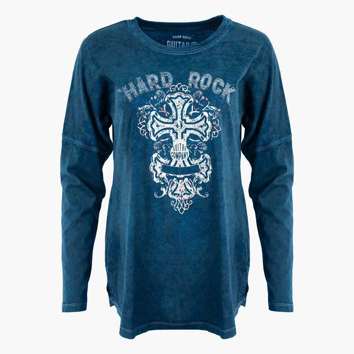 Guitar Company Slim Fit Dropshoulder Longsleeve Tee in Navy
