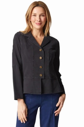 Hidden Storage Pockets Habitat Stonewash Cotton Jacket in Black