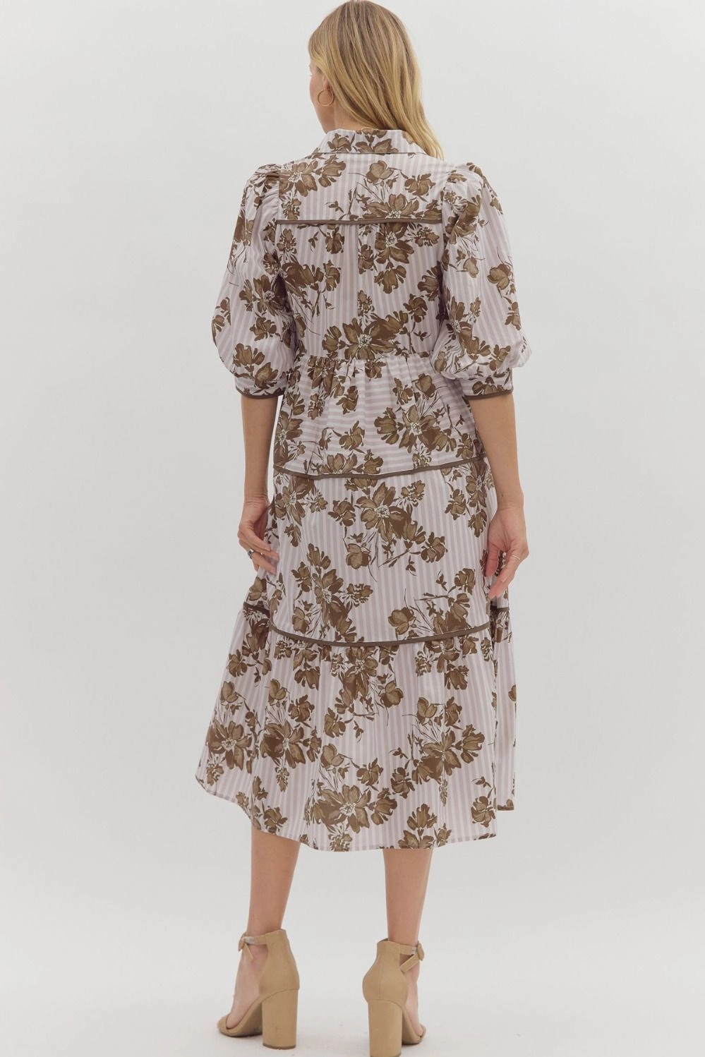 Minimalist Silhouette Cut Had To Be There Brown Floral Dress