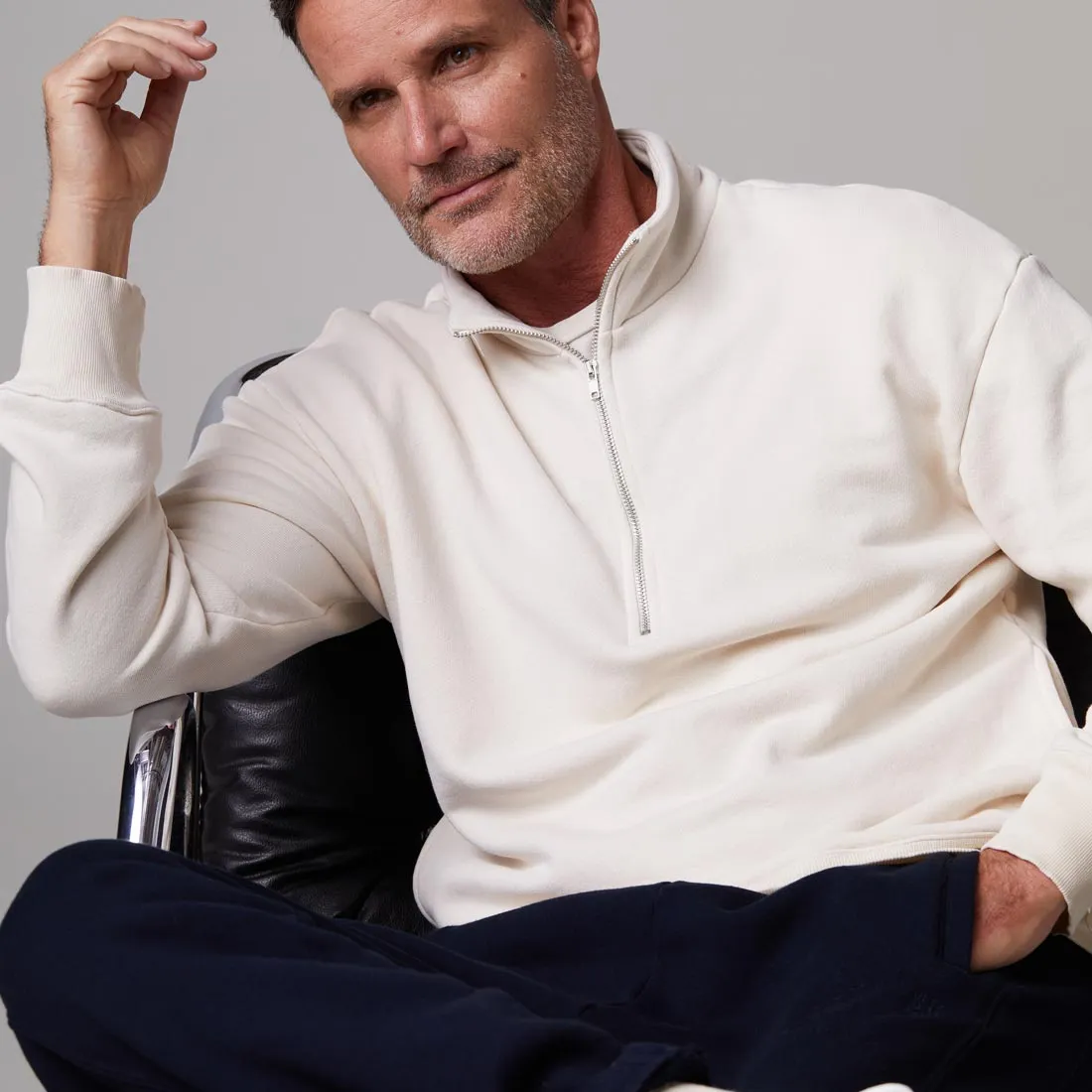 Half Zip Sweatshirt Ribbed Knit Fabric