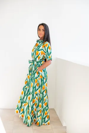 Minimal Aesthetic Artistic Flair Hampton Dress Yellow Tulips
