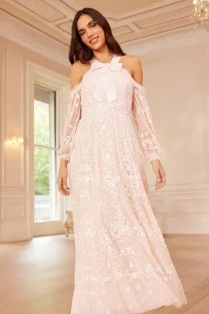 Adeline Off-Shoulder Ankle Gown Shiny-Lining