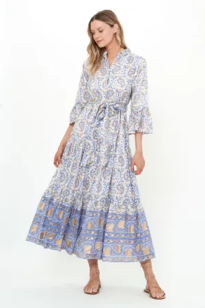 Ruffle Collar Bell Maxi Velvet-Edge Modern and Stylish
