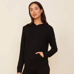 Romantic Style Gathered-Detail Supersoft Pullover Hoody