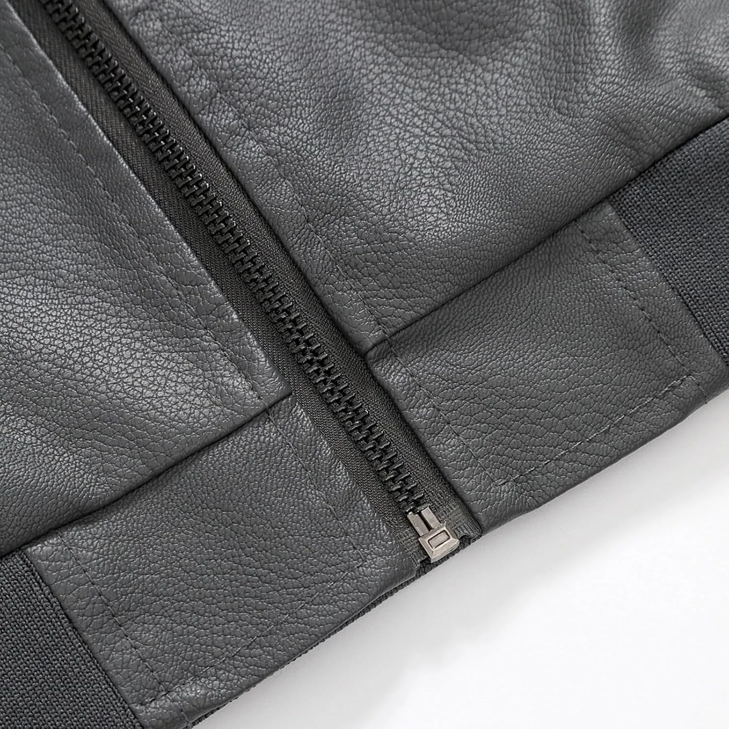 Handmade Men's Grey Faux Leather Jacket, Moto Motorcycle Bomber Punk Fashion Slim Fit Jacket