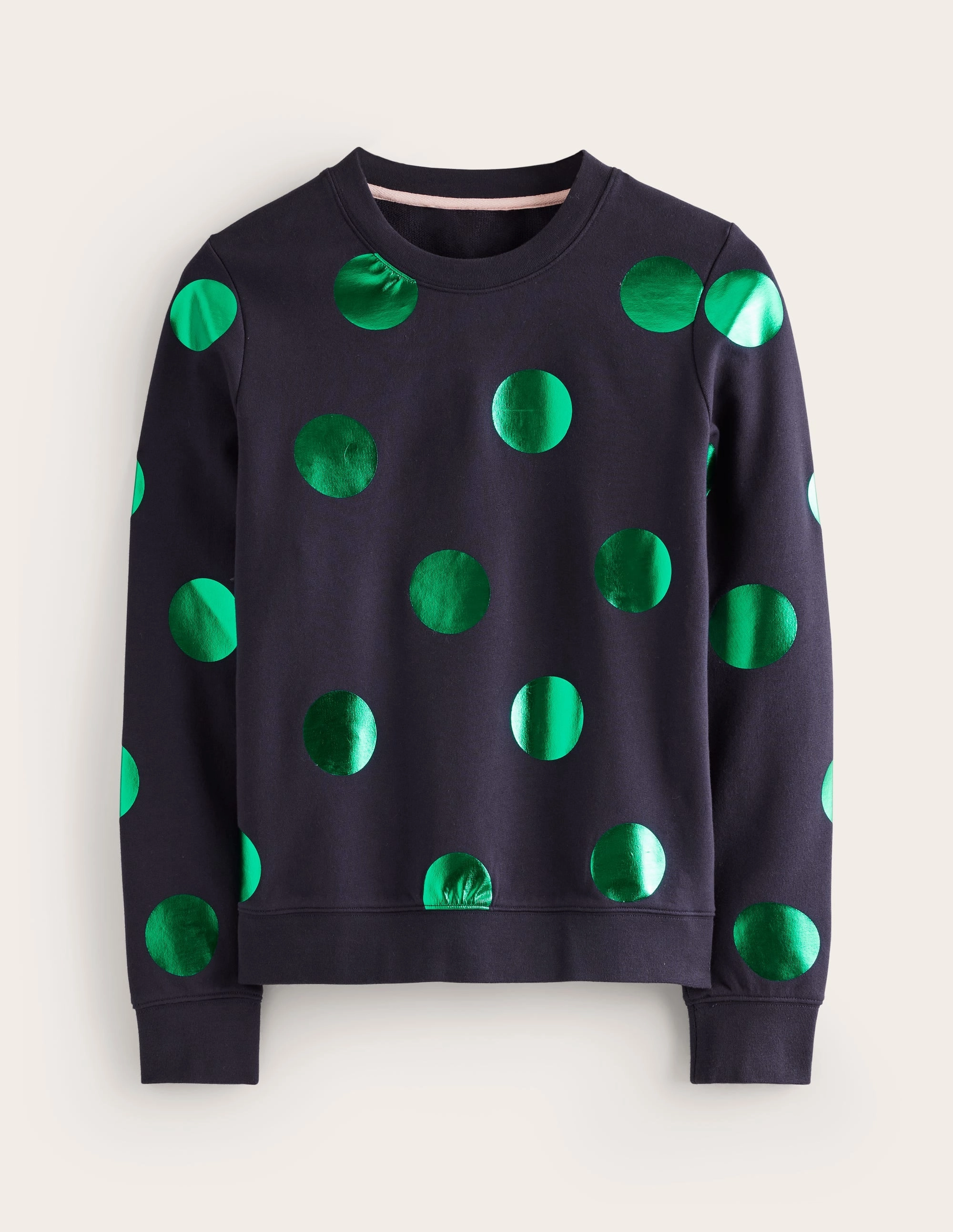 Smooth Stitching UVProtectionCoating Hannah Printed Sweatshirt-Navy, Green Spot