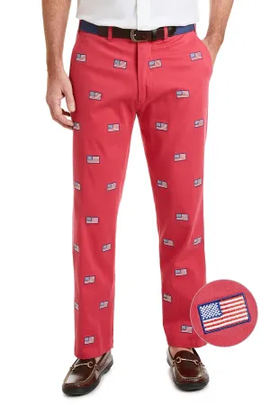 Harbor Pant Stretch Twill Hurricane Red with American Flag Active Utility