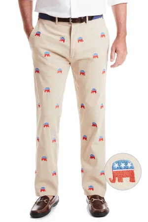 Flex Foam Inserts Flattering Look Harbor Pant Stretch Twill Khaki with GOP Elephant