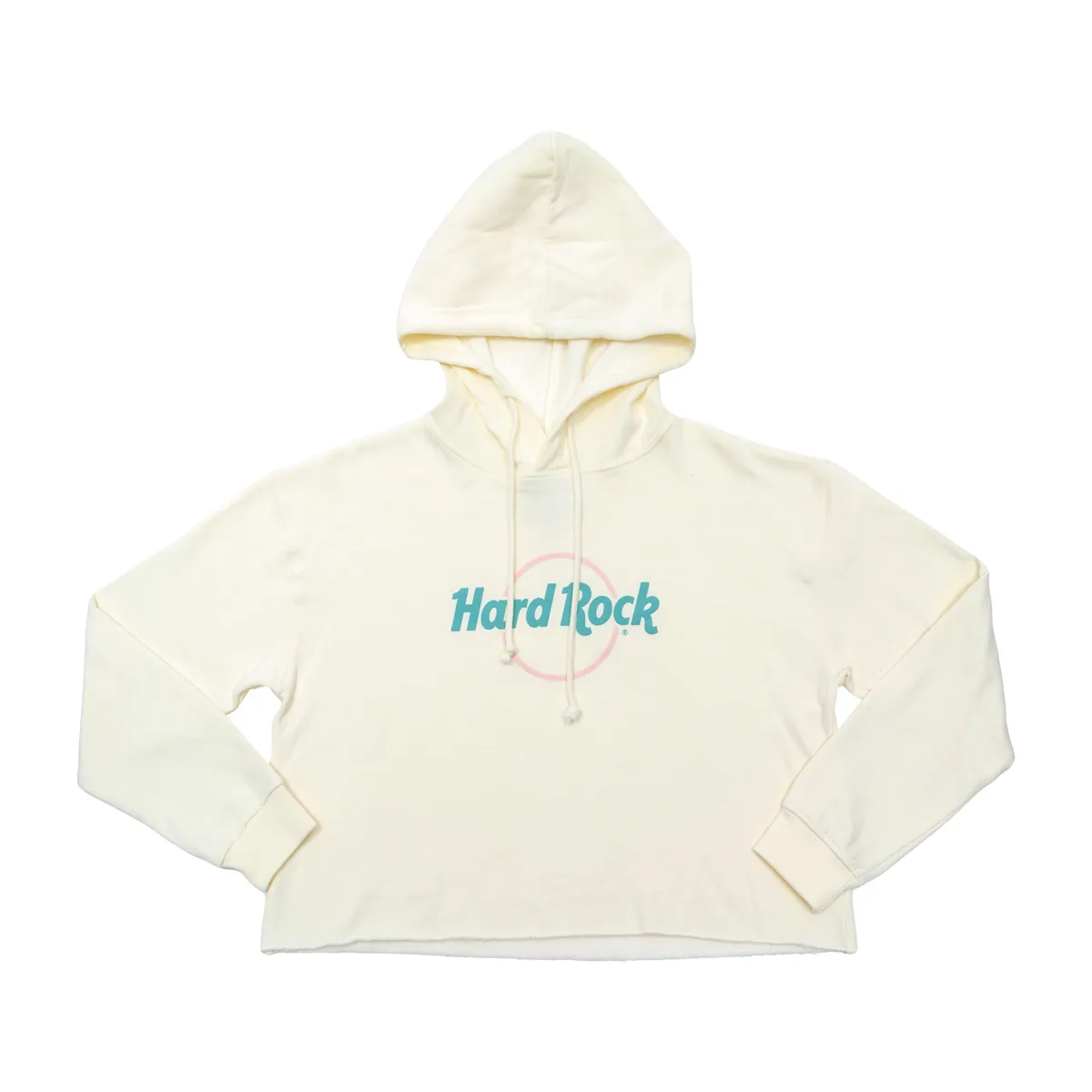 Hard Rock Pop of Color Cropped Women's Fit Beige Hoodie