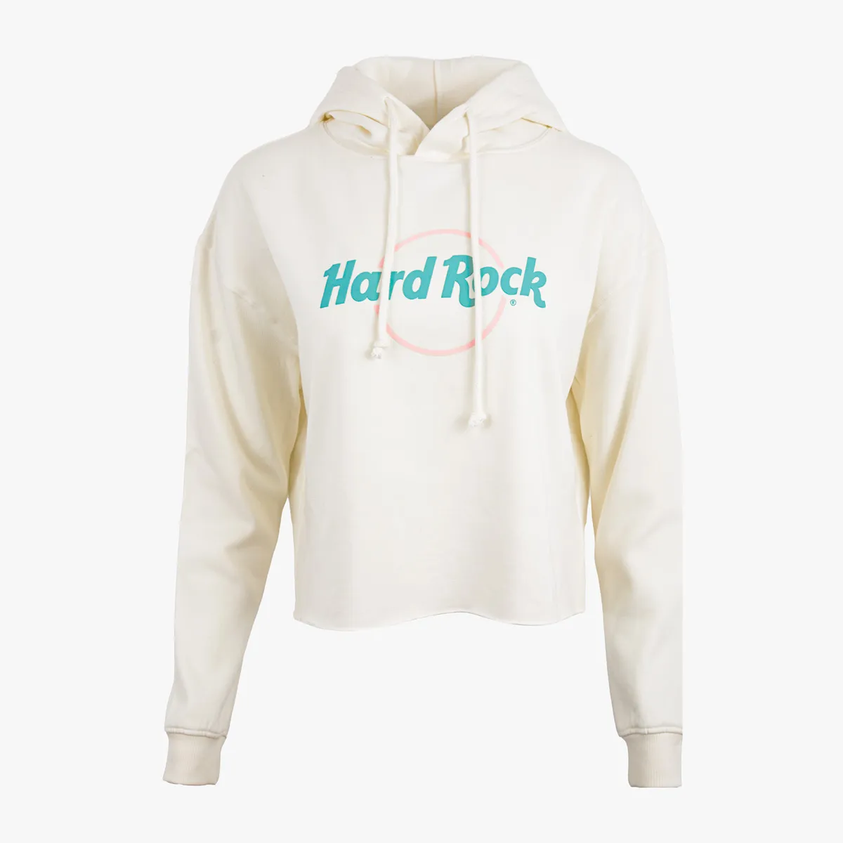 Hard Rock Pop of Color Cropped Women's Fit Beige Hoodie