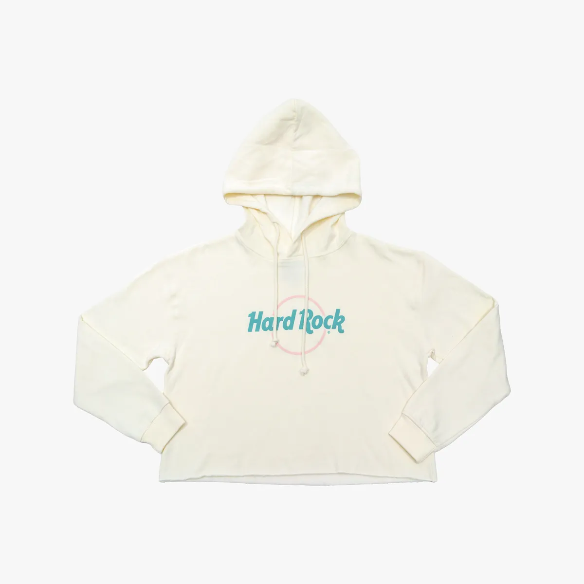 Hard Rock Pop of Color Cropped Women's Fit Beige Hoodie
