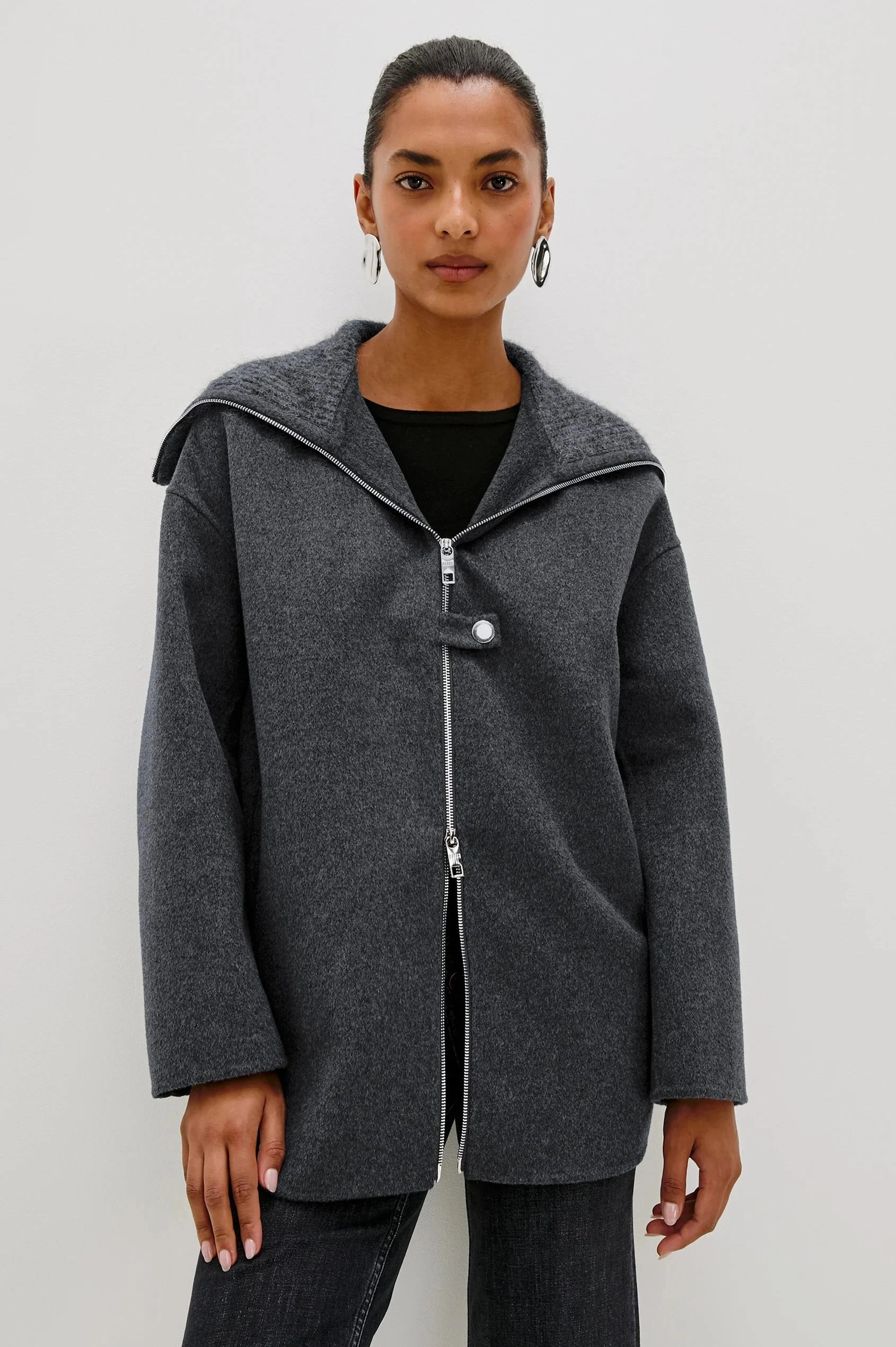 Silves Jacket Charcoal SnapFasteners