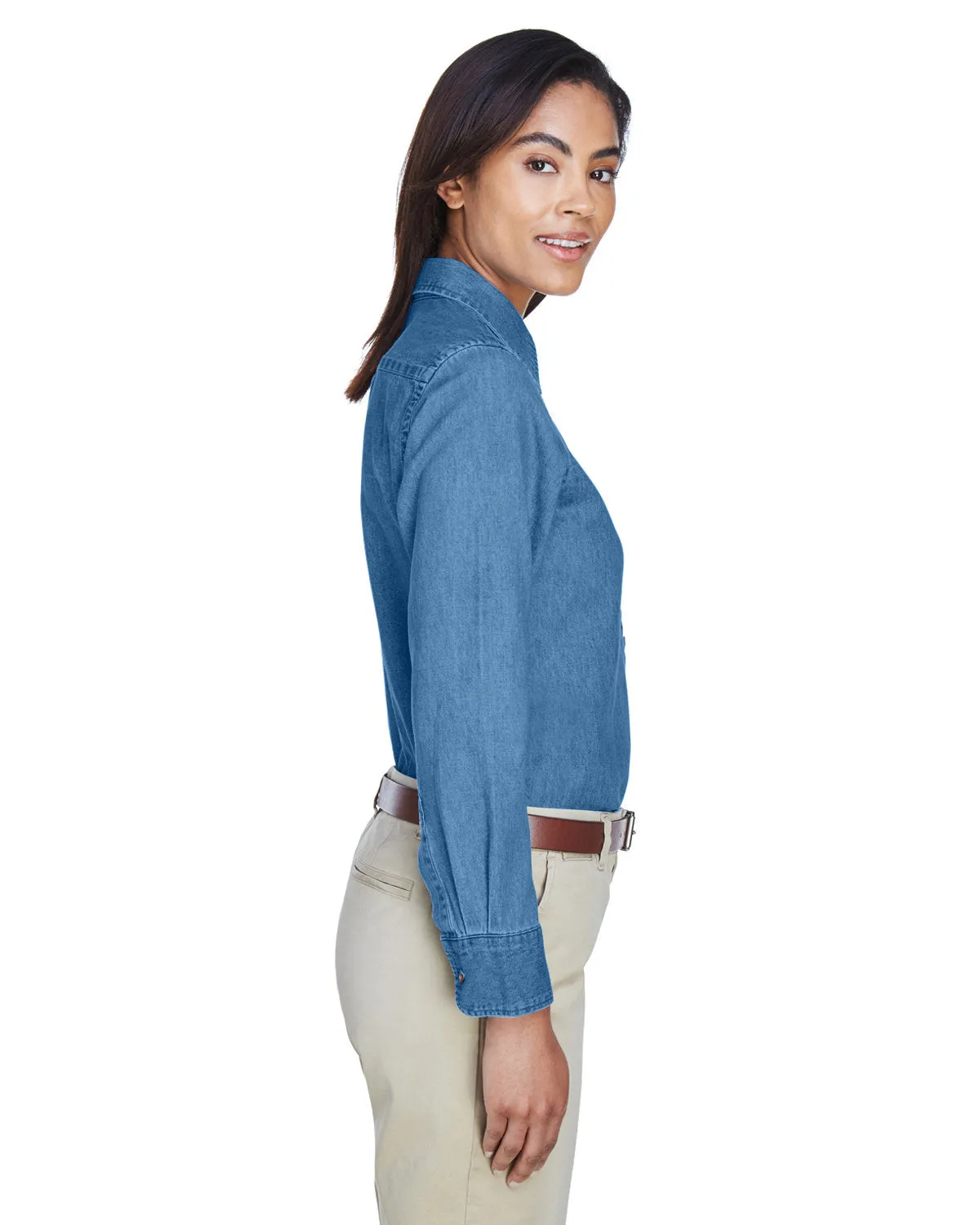 Harriton Ladies' Long-Sleeve Denim Shirt M550W