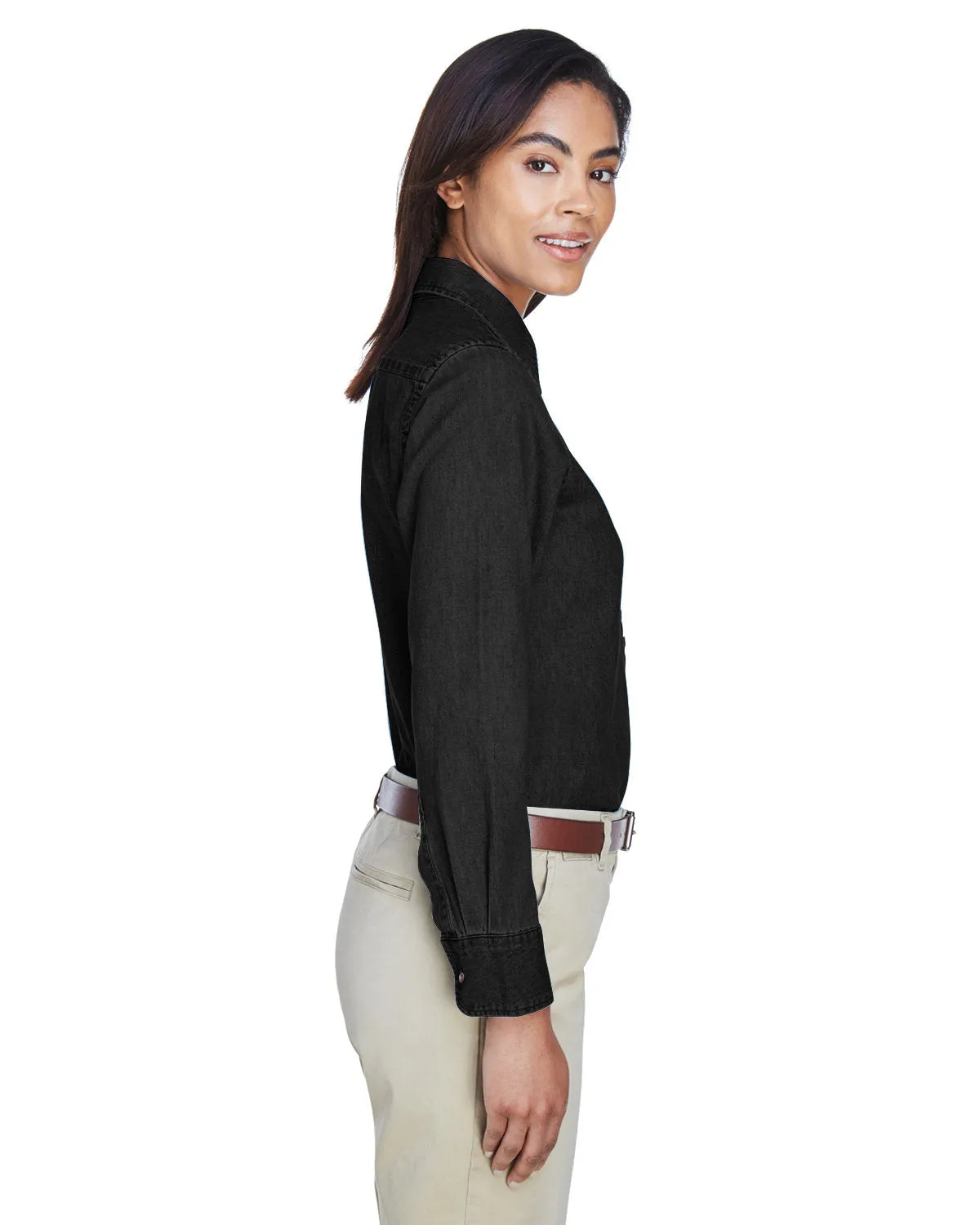 Harriton Ladies' Long-Sleeve Denim Shirt M550W