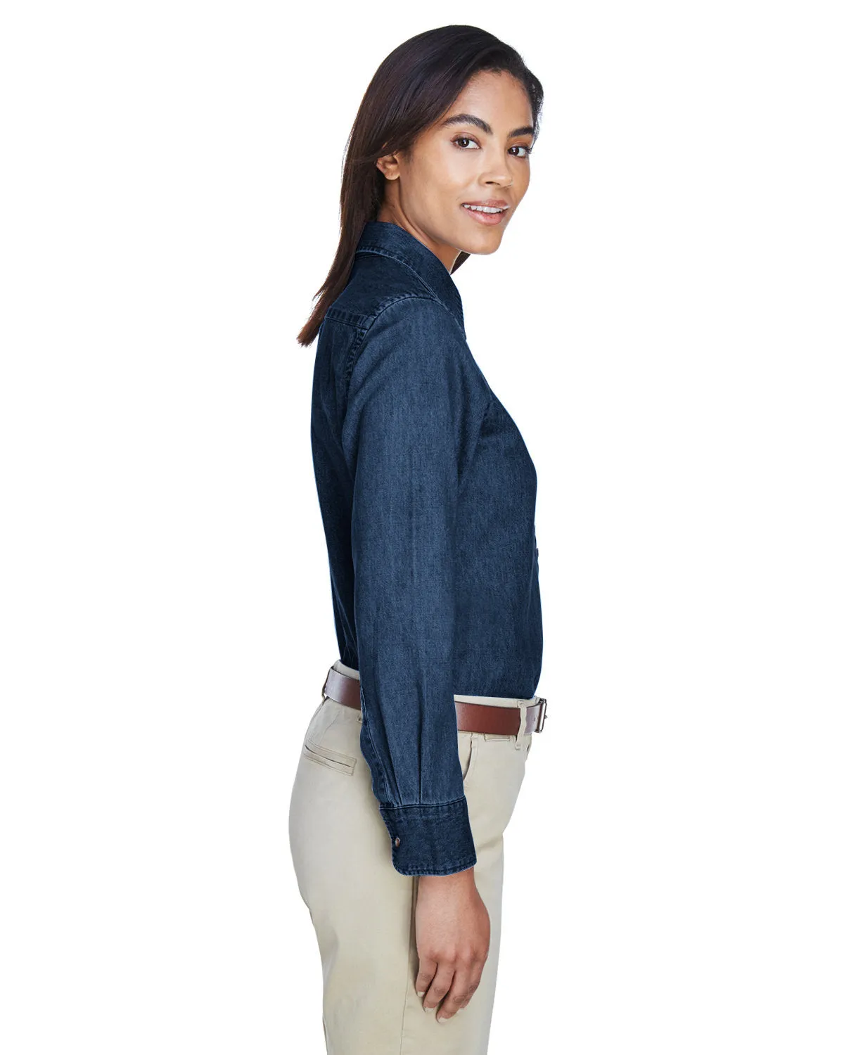Harriton Ladies' Long-Sleeve Denim Shirt M550W
