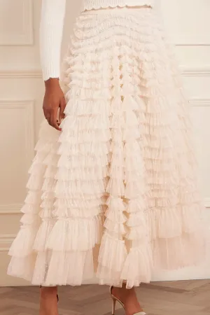 Wrap Closure Hattie Ruffle Ankle Skirt