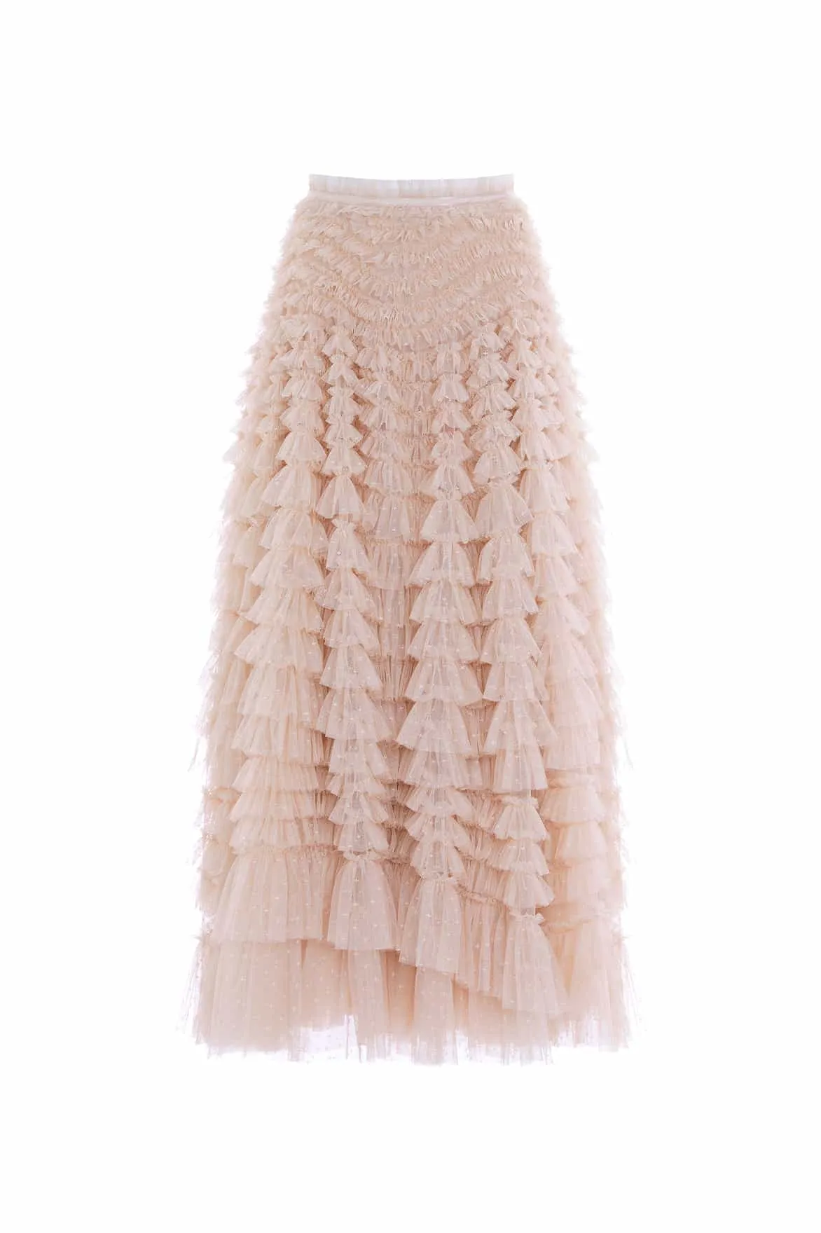 Pleated Construction Hattie Ruffle Ankle Skirt